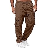 HUNGSON Mens Casual Cargo Pants - Sweatpants Joggers Athletic Trouser Cotton Loose Straight Hiking Pants for Men