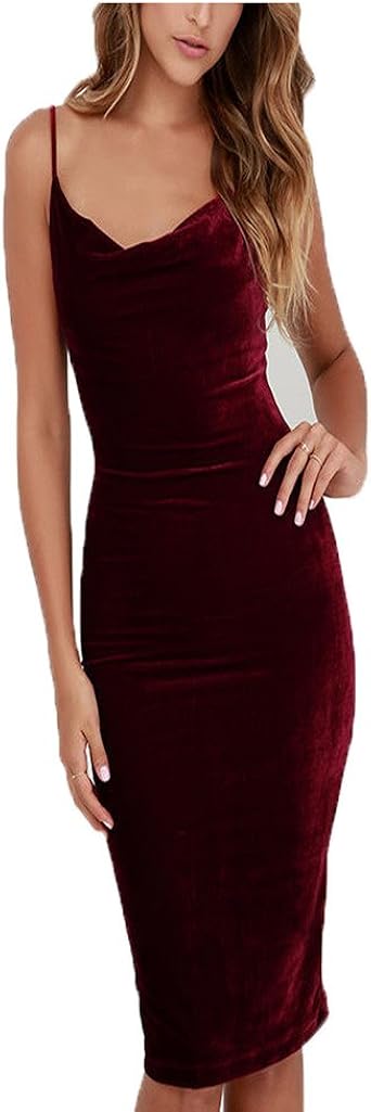 red velvet cowl neck dress