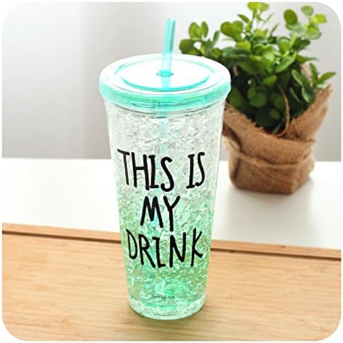SToC Colour Crystal Freezer Travel Tumbler Crushed Ice 22oz. Double Wall Gel Freezer Mugs(Green)