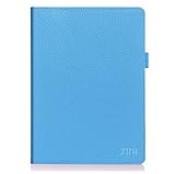 [Luxurious Protection] iPad Air 2 Case, FYY Premium Leather Case Smart Auto Wake/Sleep Cover with Velcro Hand Strap, Card Slots, Pocket for iPad Air 2 Cyan