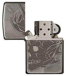 Zippo Skull Head Armor High Polish Black Ice Pocket