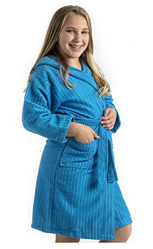 Unisex Kids Bathrobe, Size SMALL, AQUA
