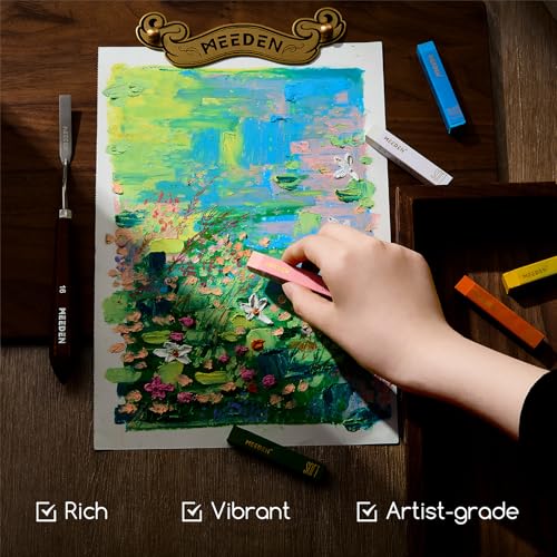 MEEDEN Pasteles al óleo suaves para artistas: 48 colores con 2 pasteles al óleo cuadrados blancos y 2 negros adicionales para artistas, adultos, crayones de pastel al óleo profesionales para mezclar