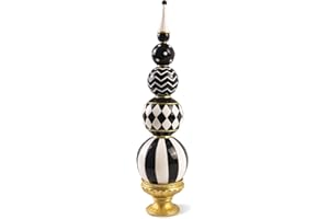 Bechivie Black and White Checkered Decor, 15.7 Inch Resin Modern Sphere Sculpture, Table Top Mantel Office Desk Shelf Halloween & Christmas Decorations for Home Statue