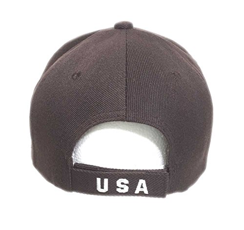 Aesthetinc Patriotic American Eagle and American Flag Baseball Cap USA 3D Embroidery (Brown)