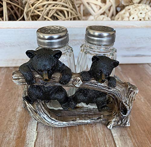 Two Cute Hanging Black Bears Salt & Pepper Set - Rustic Cabin Cub Decor - //coolthings.us