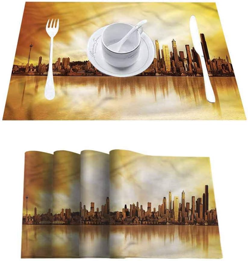 3D Waterproof NonSlip Placemats Table Mats, United States Seattle City