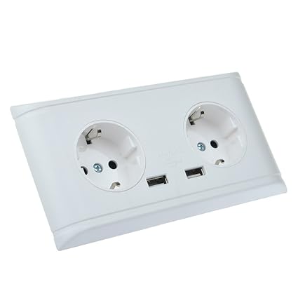 NineLeaf 1PC Standard USB Schuko Steckdose mit 2 x USB (5V/2.1A) Doppel Wandsteckdose zum Aufladen von iPhone, iPad, Samsung Galaxy,Tablets,MP3 & Mehr