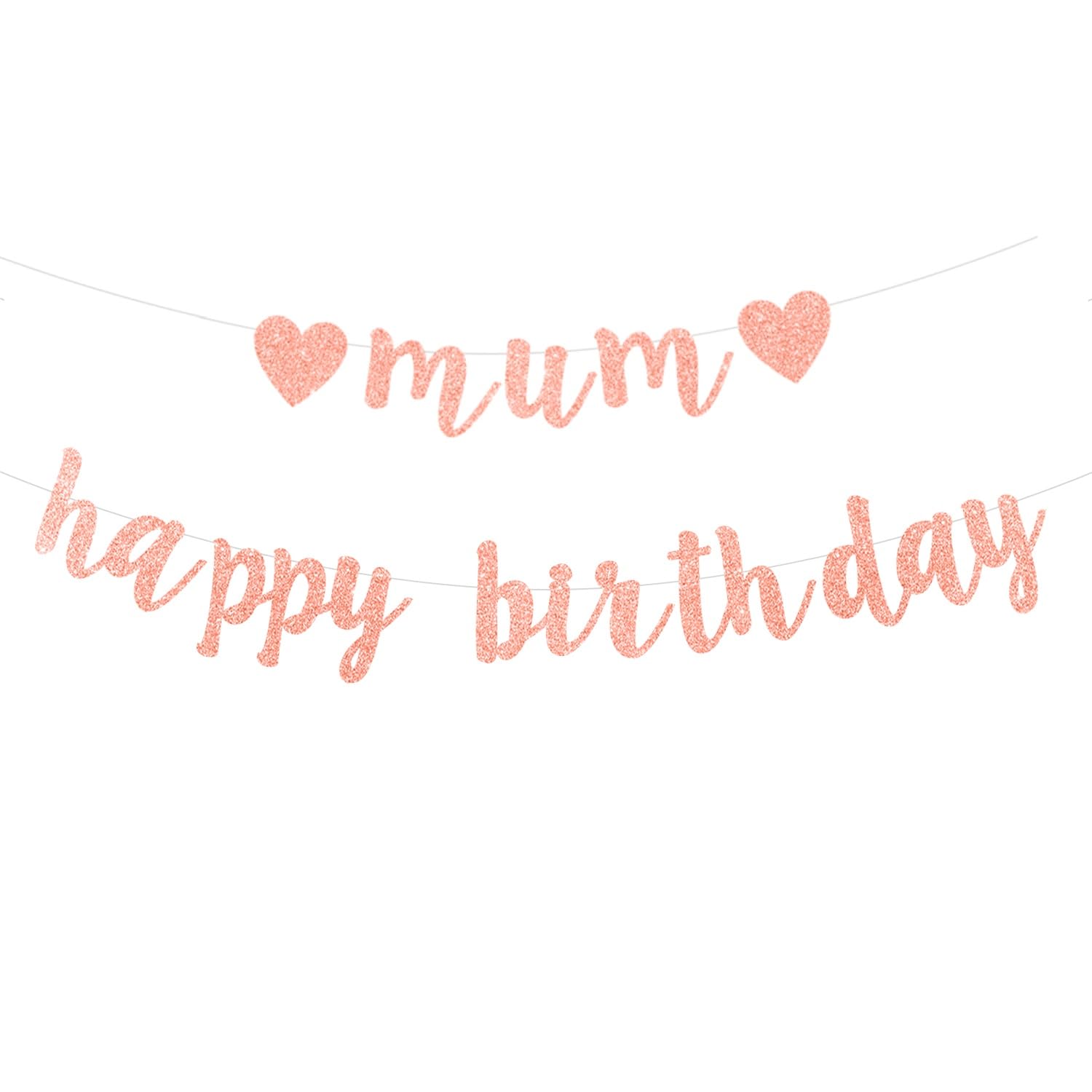 bng-bng Happy Birthday Mum Banner Bunting Decoration Set Rose Gold For Mother Mom Birthday Party Decoration Party Supplies Photo Backdrop