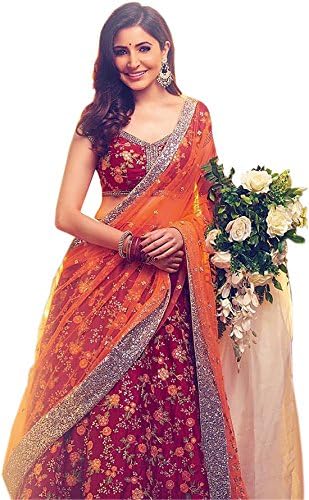 Lehenga Choli (Yaara Women's Heavy Embroidered Tafeta Silk lehnga/Lehenga Choli/Lehenga Choli For Women)