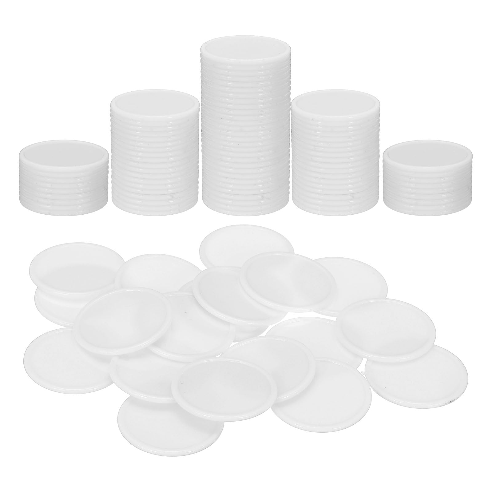 sourcing map 200Pcs Plastic Poker Chips, 1.5 Inch Learning Counters Counting Counters Disks Markers Opaque Game Tokens for Game Play Math Counting, White