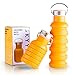 Collapsible Sports Travel Water Bottle - 18oz Leak Proof Eco-Friendly BPA Free Silicone Folding Reusable Portable Drinking Bottles w/ Lid Cap & Handle. Lightweight for Traveler Walking Camping Hiking
