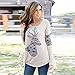 FULLIN Women Casual Elk Long Sleeve Round Neck Splice Pullover Shirt Blouse Top