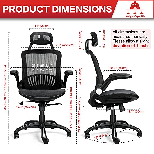 KOLLIEE Ergonomic Mesh Office Chair High Back Reclining Black Swivel