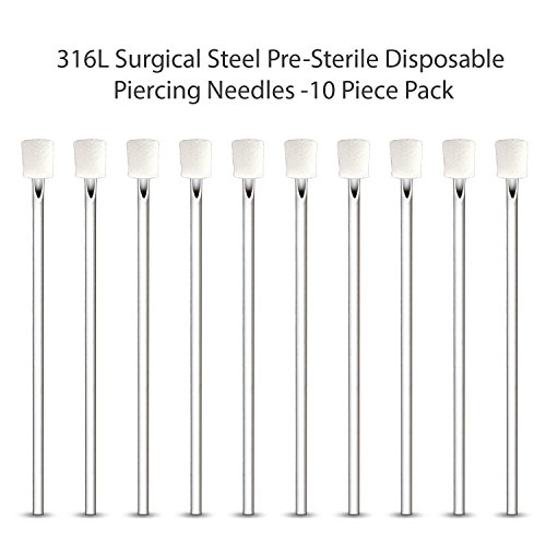 BodyJ4You 10PC Piercing Needles Surgical Steel 14G Ear Nose Belly Tongue Nipple Eyebrow Labret