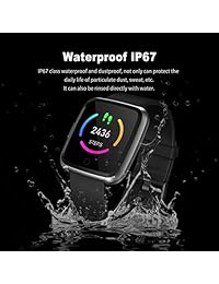 Fitness Tracker for Men Women Waterproof Smart Watch with Full Touch Screen Sleep Heart Rate Monitor Blood Pressure Wrist Watch Activity Sport Watch for Female Mothers Day Birthday Gifts (Black)