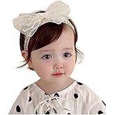 Rannyrena Cute Lace Bow Baby Girls Headbands White Knot Headband Soft Chiffon Hair Band for Newborn Infant Toddler Kids Hair Accessories (Ivory B)