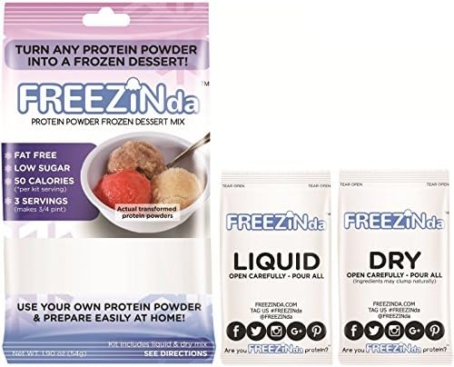 FREEZINda Turn Any Whey Protein Powder Into High Protein Frozen Dessert, Ice Cream Like Sorbet Mix, Prepare Snack Easily, Each Makes 3 Servings = 3/4 Pint (Lot of 5)