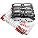 4 Pairs Deluxe Wayfarer Style Reading Glasses - Standard Fit Spring Hinge Readers Black/+1.50
