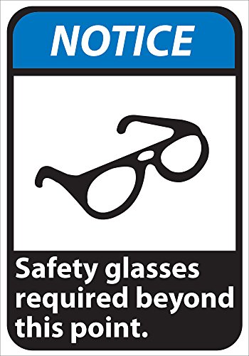 National Marker NGA22PB"Notice Safety Glasses Required Beyond this Point" Sign, PS Vinyl, 14" x 10"