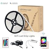 Zombber Smart WiFi LED Lights Strip Kit with Remote / WiFi Controller / Power Supply, Alexa / Google Home Controlled, 16.4 Foot 150 Leds 5050 RGB Muliticolor Dimmable Bedroom TV Backlight