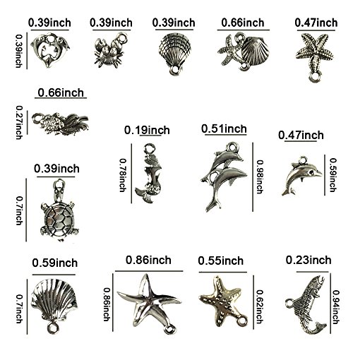 48PCS Alloy Antique Silver Mixed DIY Ocean Fish & Sea Creatures Charms Pendants for Making Bracelet and Necklace by ZXSWEET - Thumbnail 2
