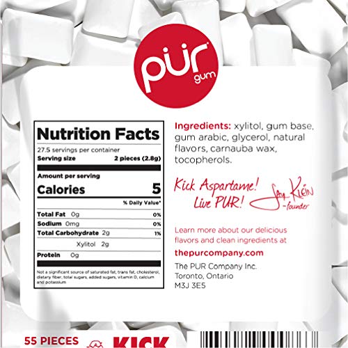 PUR Gum Sugar Free Chewing Gum with Xylitol, Aspartame Free + Gluten