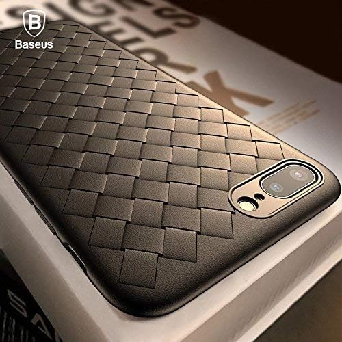 POSH - Baseus Weaving Case for Apple iPhone 7/8 Simple Fashion Weave Texture Design Case Exquisite Shock Absorption Protective Defender Impact Resistant Soft TPU Cover Case (Black)