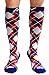 A-Swift Compression Socks (1 pair) for Women & Men by Best For Running, Athletic Sports, Crossfit, Flight Travel - Suits Nurses, Maternity Pregnancy - Below Knee High (Red White Blue Argyle, Large)