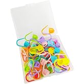 JOSDIOX 60-Piece Crochet Knitting Markers - Locking Stitch Pins, Plastic Safety Pins, Weave Stitch Counter for Clips Yarn (10 Colors)