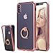 iPhone X Case, Thin Clear Luxury TPU Rose Gold Bumper Case Cover with Built-in Ring Grip Holder for Apple iPhone X - Rose Gold