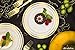 ELITE SELECTION Disposable Plastic Salad Plates - 50 Pack Premium Quality Hard Round 7.5” Cream Plate with Elegant Gold Double Trim for Wedding, Birthday, and Party
