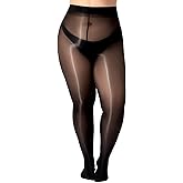 Aaronano Women's Shiny Pantyhose Plus Size Sheer Tights Silk Oil High Waist Shimmer Stockings