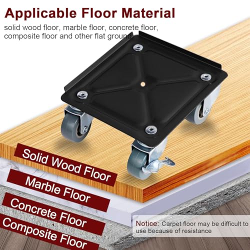 Furniture Lifter Mover 360 Rotation Wheel, Furniture Moving Slider Roller Load 400KG Heavy Duty 4Pcs Furniture Dolly Lifter, 62cm Long Crowbar Mover Tool for Heavy Furniture Cabinet Refrigerator Sofa