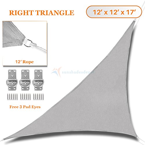 Sunshades Depot 12′ x 12′ x 17’Sun Shade Sail Right Triangle Permeable Canopy  ...