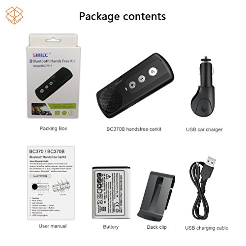 image for Bluetooth Handsfree Car Kit with Car Charger, SUNITEC BC370 Wireless I