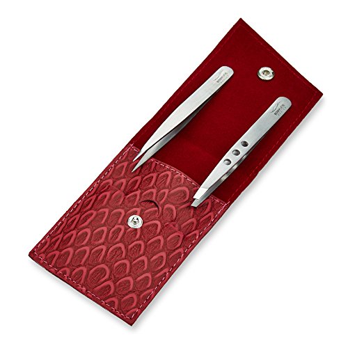 Tweezers - Professional Quality, Stainless Steel. Finest Available. Guaranteed For Life. Set Of 2 With Elegant... image