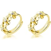SLUYNZ 925 Sterling Silver Plumeria Flowers Hoop Earrings for Women Teens Small Hoop Earrings Pretty Flowers Huggie