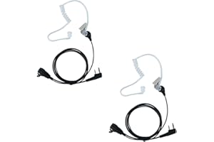 Caroo Radio Earpiece for Kenwood 2 Pin Covert Acoustic Tube Headset with Mic PTT for Baofeng UV-5R BF-888S BF-F8HP UV-82 UV-82HP UV-82C Kenwood TK-2107 TK-3107 Walkie Talkies Two Way Radio,2 Pack