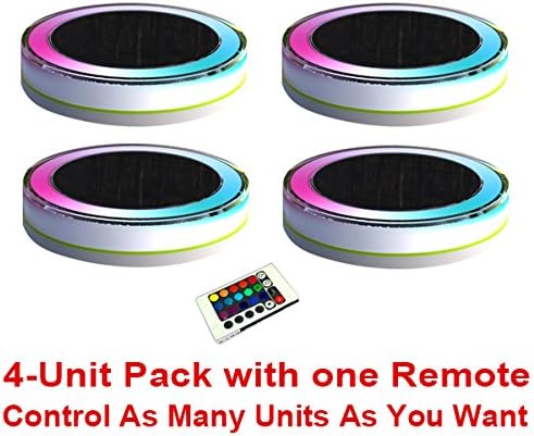 FUNLIT-Self Contained Solar Powered Full Color RGB LED Dusk to Dawn Waterproof Night Lights Lamp for Porch Garden Path Yard Water Pool Decoration, Portable with RF Remote Control