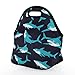 Violet Mist Womens Cute Reusable Neoprene Lunch Bag Insulated Lunch Box Thermal Shark Lunch Bags Tote Waterproof Animal Food Handbags Meal Prep Lunchbags Travel Work Gift for Women Men Adult