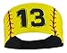 MadSportsStuff Player ID Softball Stitch Headband (Yellow, #13)