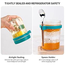Overnight Oats Containers with Lids and Spoon, 4