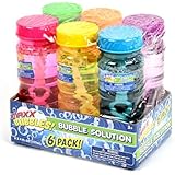 Sunny Days Entertainment Maxx Bubbles 4oz Bubble Solution â€“ 6 Pack Bubble Bottles with Wands | Summer Fun, Birthday Party Favor Bottles