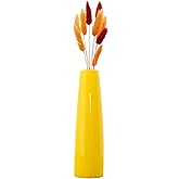 6.5Inch Empty Yellow Ceramic Small Bud Vase Mini Tall Conic Single Stem Flower Vases Floral Holder Bottles Centerpiece for Wedding Home Office