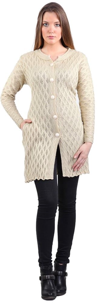 montrex acro wool winter long coat for women, girls (beige)