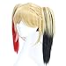 Xcoser Harley Yellow Ponytail With Red Black Cosplay Wig Hair For Cosplay Costume Accessories