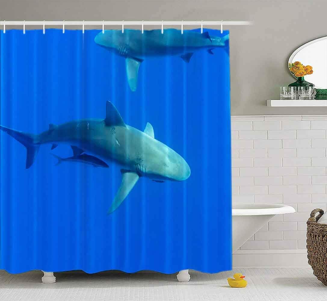 Tooperue Baby Shower Curtain Kids Christmas, Shower Curtain for Bathroom with Hooks Sharks Hawaii Oahu 72×72 Inch,Eco-Friendly,No Oder,Waterproof