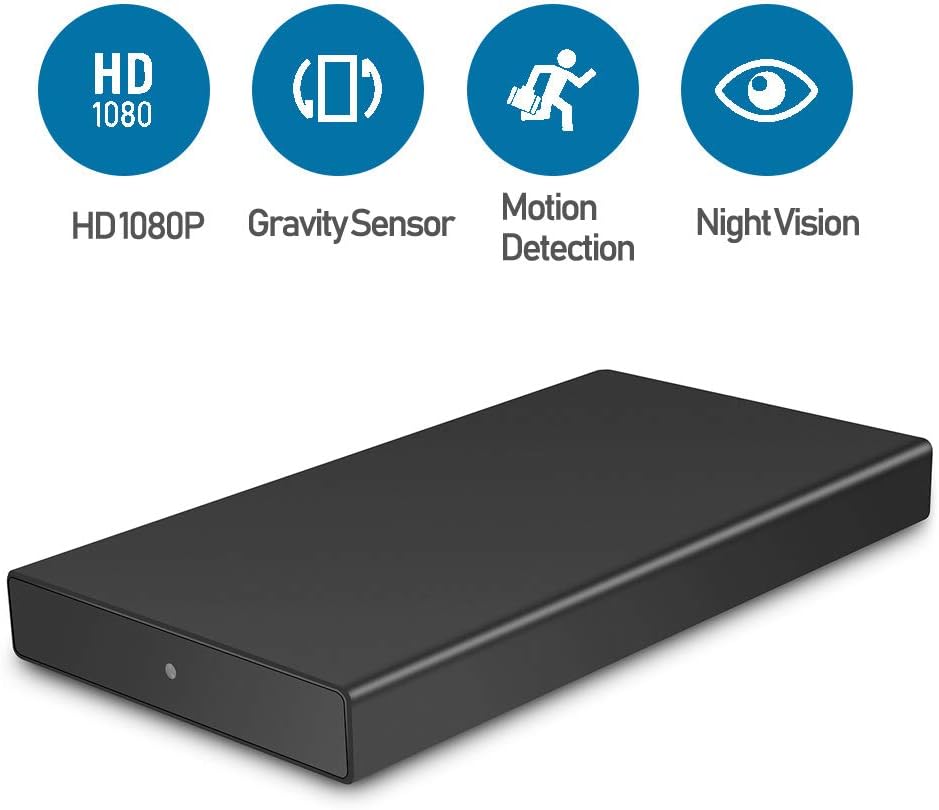 Mofek 10000mAh Hidden Camera Power Bank with Gravity Sensor, Motion Detection, Night Vision, HD 1080P Nanny Cam/Security Camera Real Charger