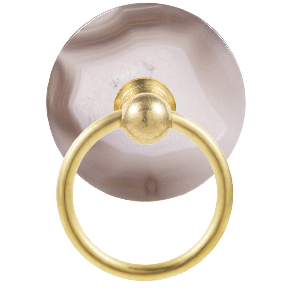 mookaitedecor Set of 2 Natural Agate Slice Crystal Stone Cabinet Drawer Knobs, Unique Round Circle Ring Pull Handle for Dresser Cupboard Wardrobe Door Decorative Modern Knob